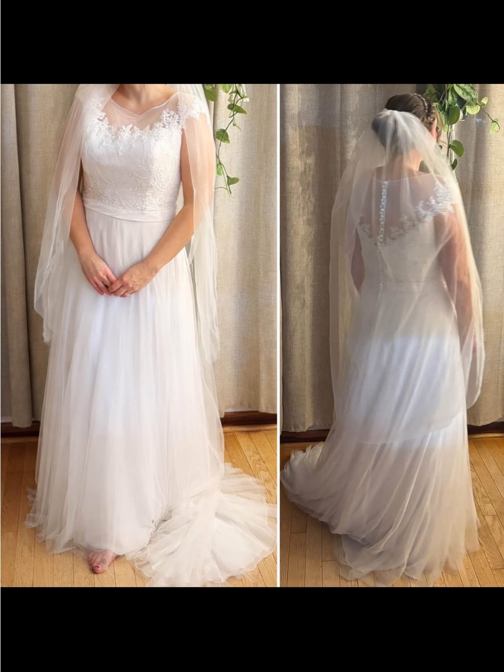 White Lace Bodice Tulle Bridal Gown